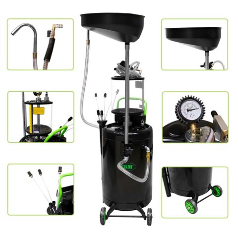 Mobiele olieopvang met afzuigunit 90L + Kijkglas