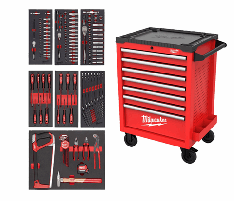 Milwaukee gereedschapwagen gevuld Toolguard