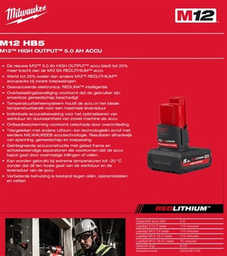 Milwaukee 5 a HB accu M12 HB5