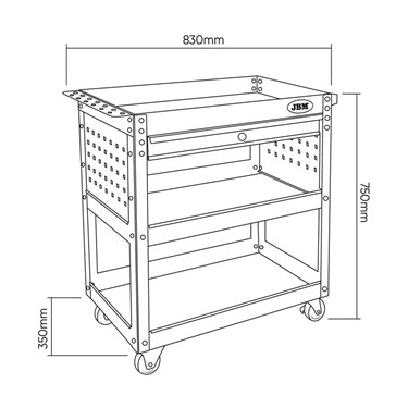 WERKPLAATSWAGEN MET 3 NIVEAUS EN 1 LADE trolley